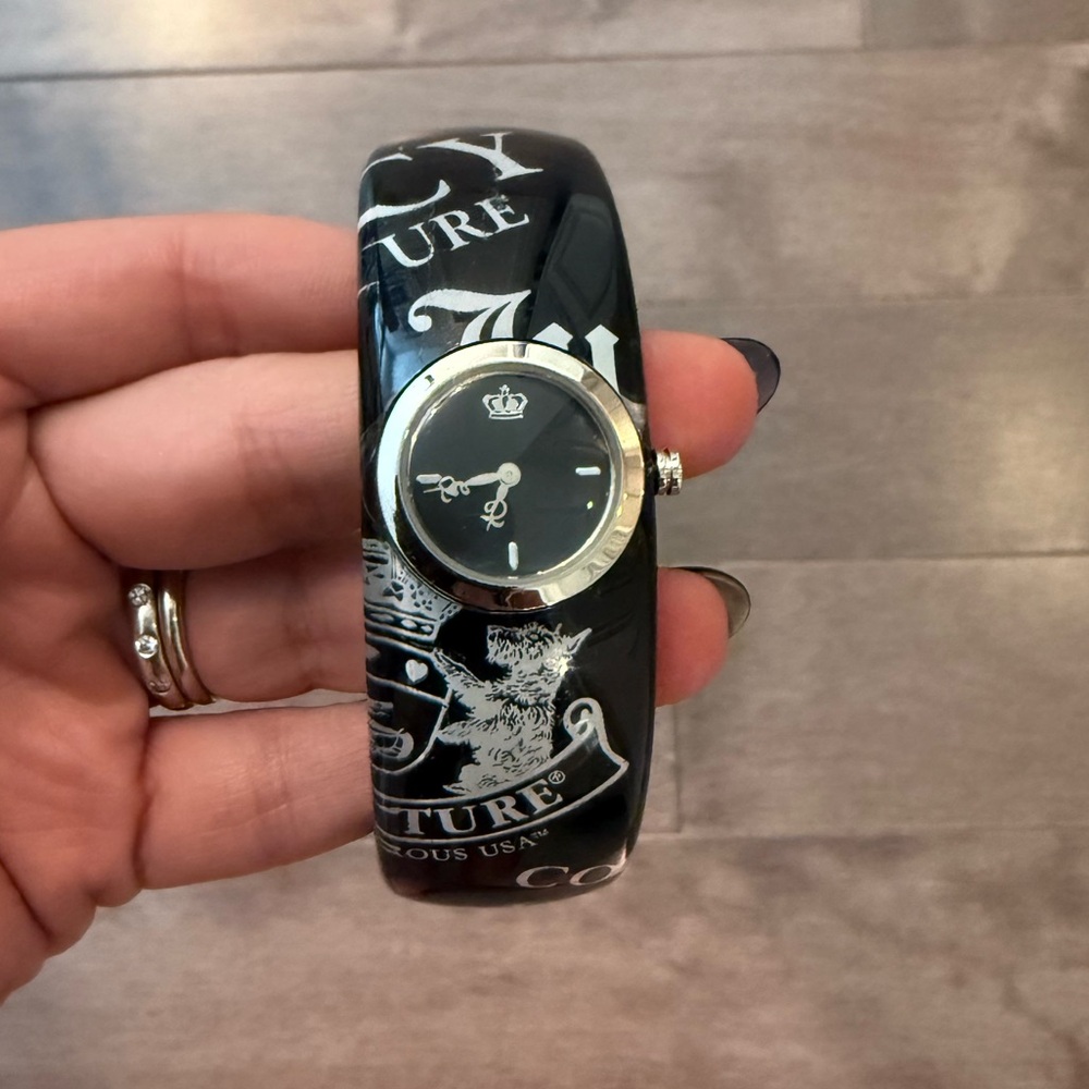 Vintage Juicy Couture Black and Silver Bangle Watch